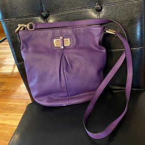 B. Makowsky Purple 100% Leather Crossbody Bag Animal Print Interior Lining